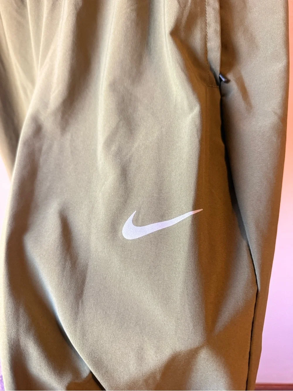 Nike Olive Green Track Pants with White Swoosh - Picture 3 of 6